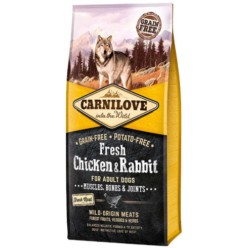 Hrana uscata pentru caini Carnilove Dog Muschi / Oase / Articulatii Pui&Iepure 12kg